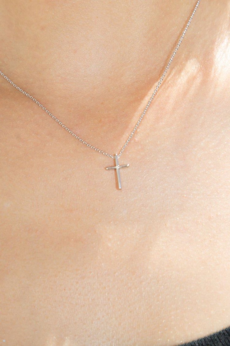 Collier Brandy Melville Cross Argent | EOF-68613770